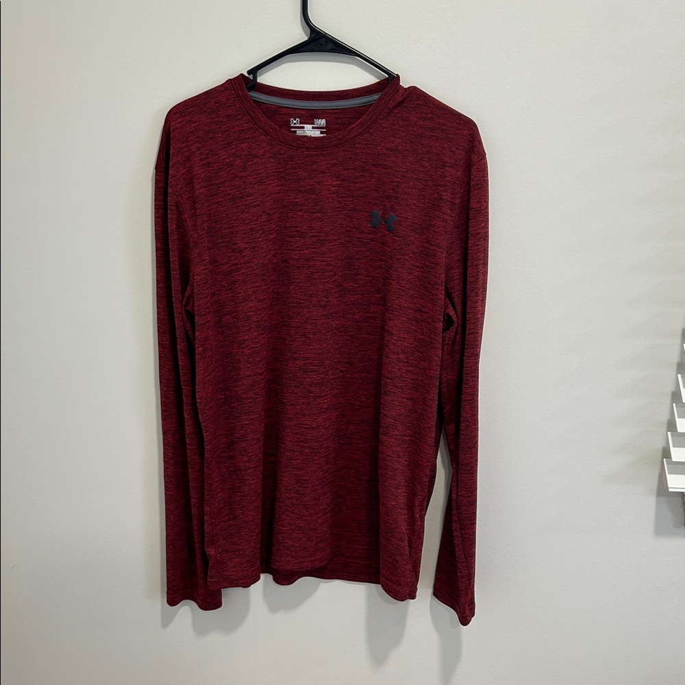 Large Under Armour HEATGEAR Men's Red/black Long Sleeve Tee
